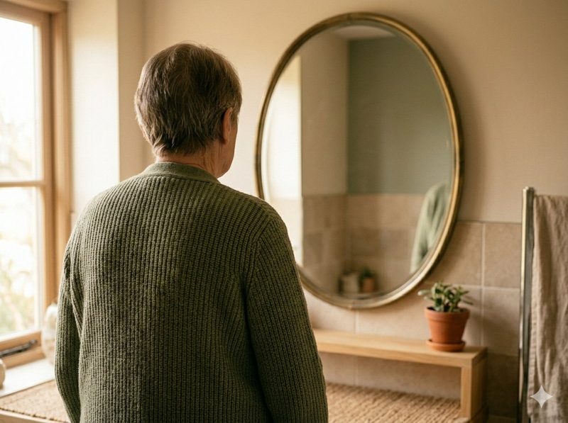Persona ante espejo, parálisis facial